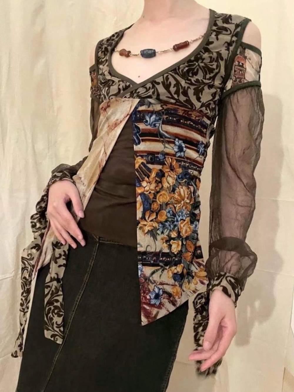 Save the Queen asymmetrical long sleeve top